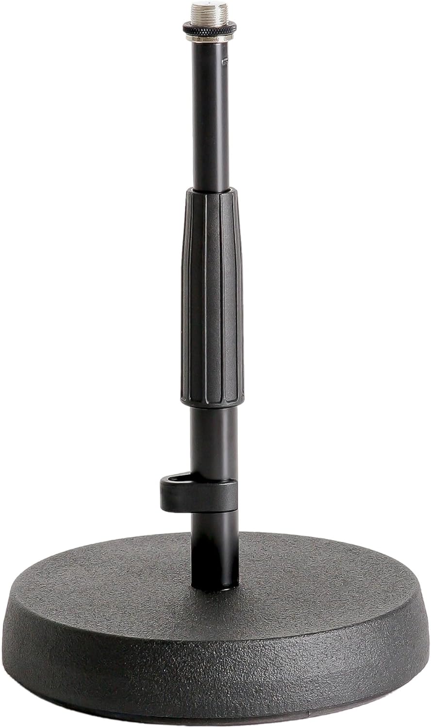 K&M König & Meyer 23325.500.55 Table / Floor Microphone Stand | Adjustable Height | Sound Absorbing Cast-Iron Round Base | Standard 5⁄8'' Thread | For Microphone Amps, Percussion | German Made | Black