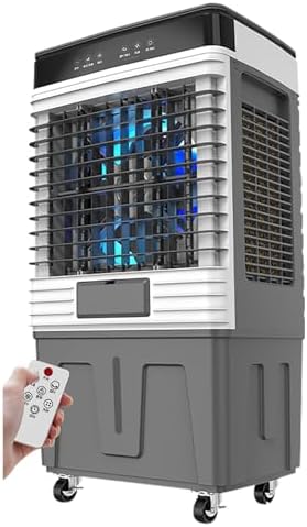 Swamp Cooler Air Conditioner, Evaporative Cooler 3-Speed Fan with 16 FT Remote Control, 120°Oscillation, 7.5H Smart Timer, 4 Ice Packs