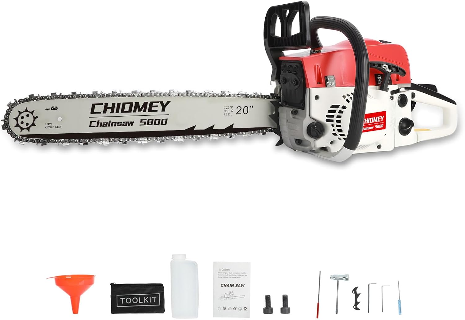 Gasoline Chainsaw - Powerful two stroke engine, 58cc 20inch saw chain, cutting tool, efficient wood cutting