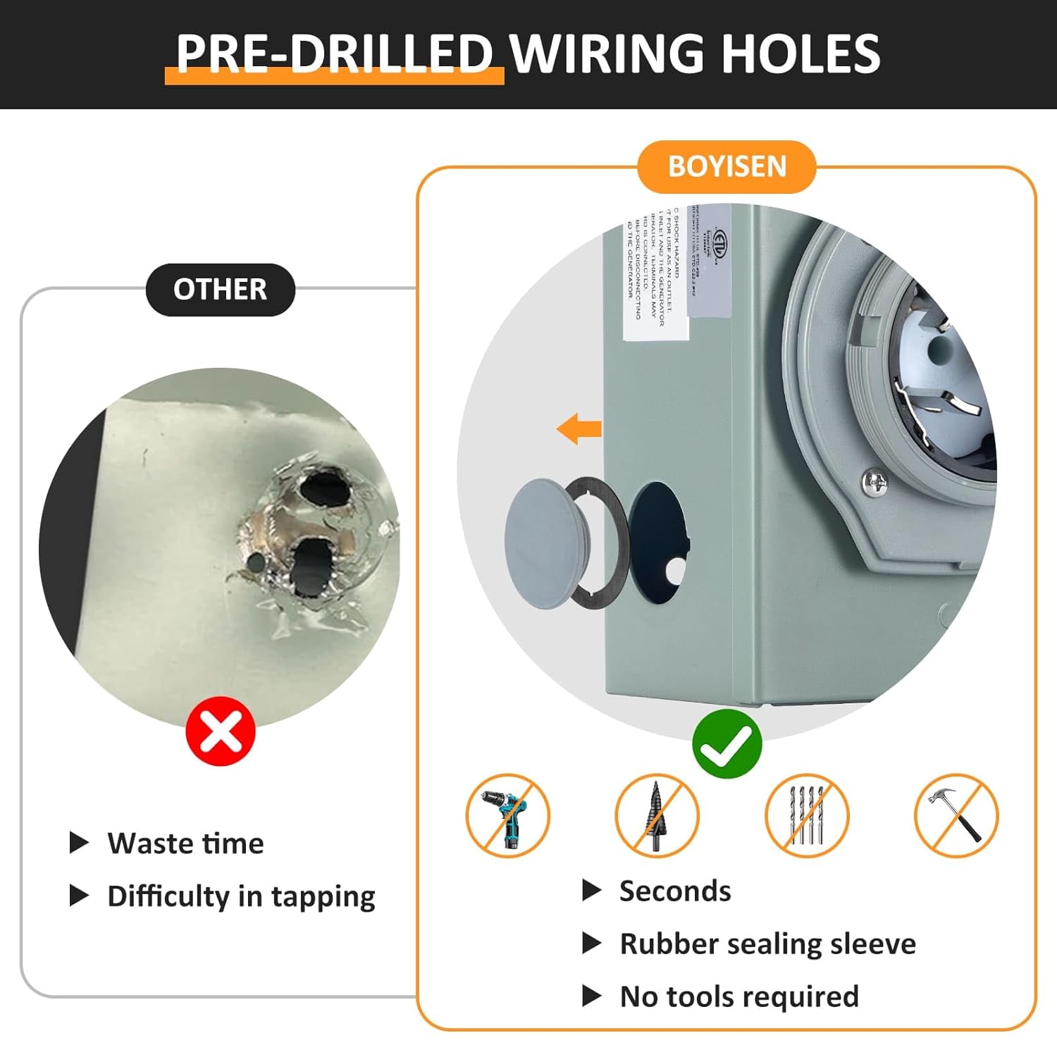 BOYISEN Pre-Drilling 50 Amp Generator Inlet Box and 5th Wheel King Pin Lock Keyed Alike