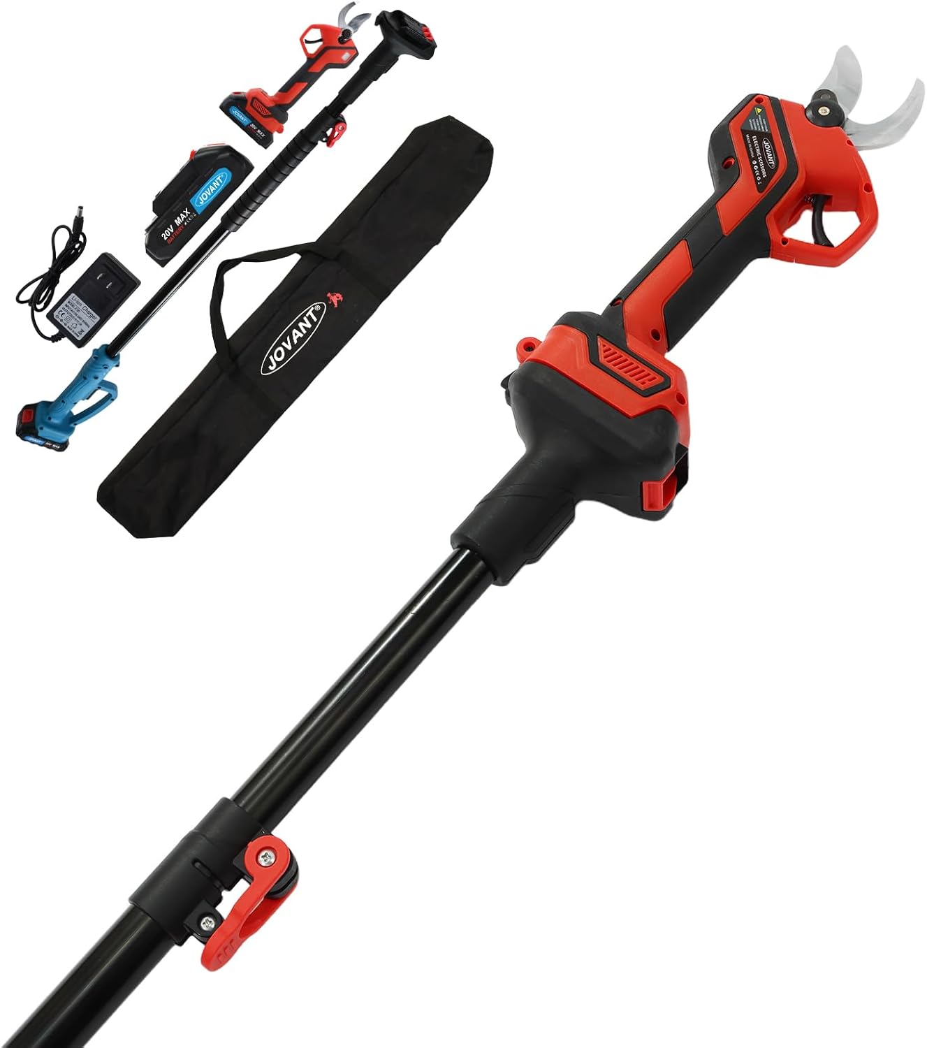 Electric Pole Pruning Shears with Reach Up to 13-Feet Pole and Portable Bag.1.1Inch(28mm) Pole Pruning Shears for Tree Trimming, Cordless Pole Tree Trimmer (Included 2Pcs 2.0Ah Battery)