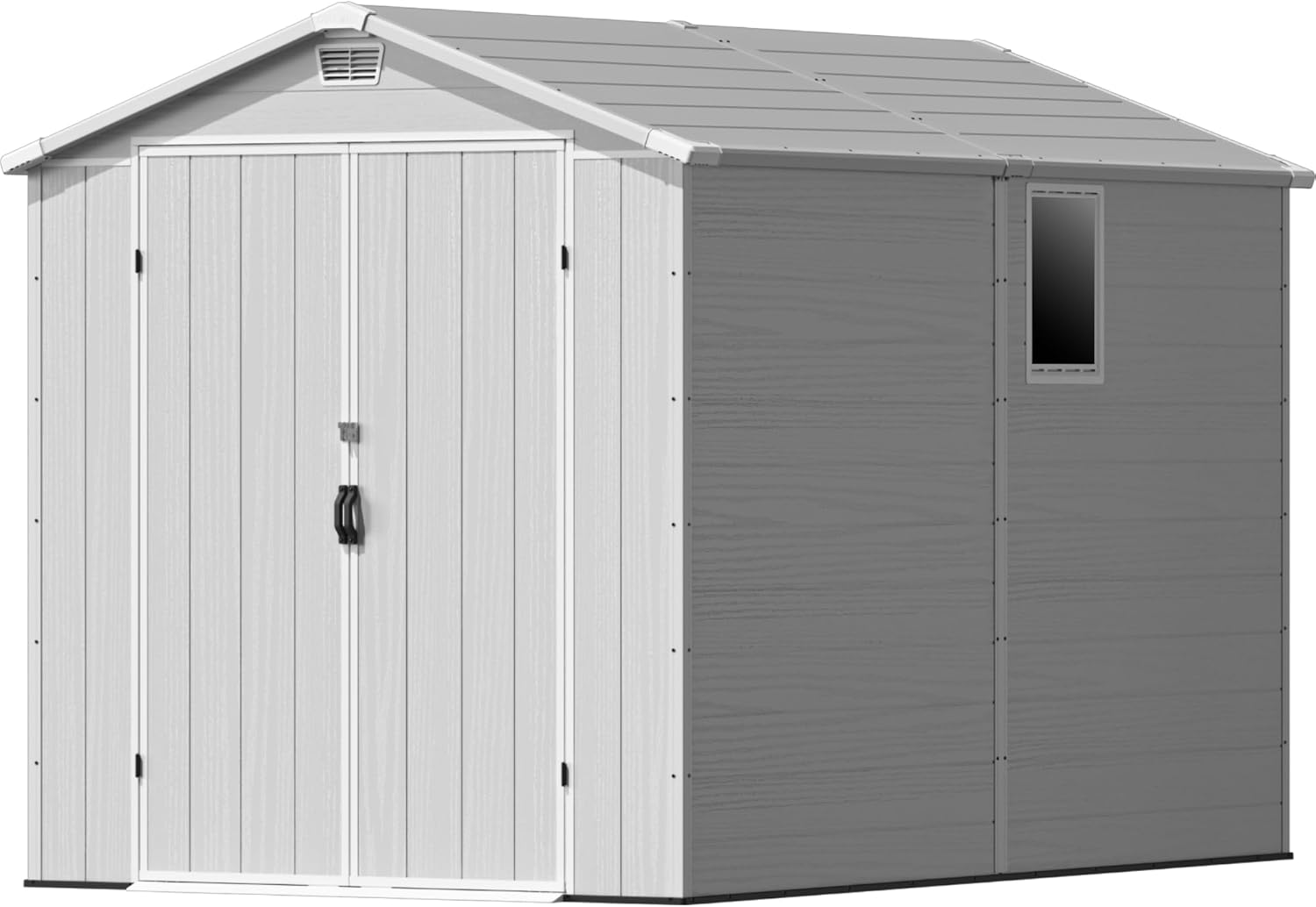 Devoko 6x10 FT Plastic Outdoor Storage Shed - Lockable Resin Tool Shed with Window & Floor - Easy Assembly for Garden, Backyard, Light Gray