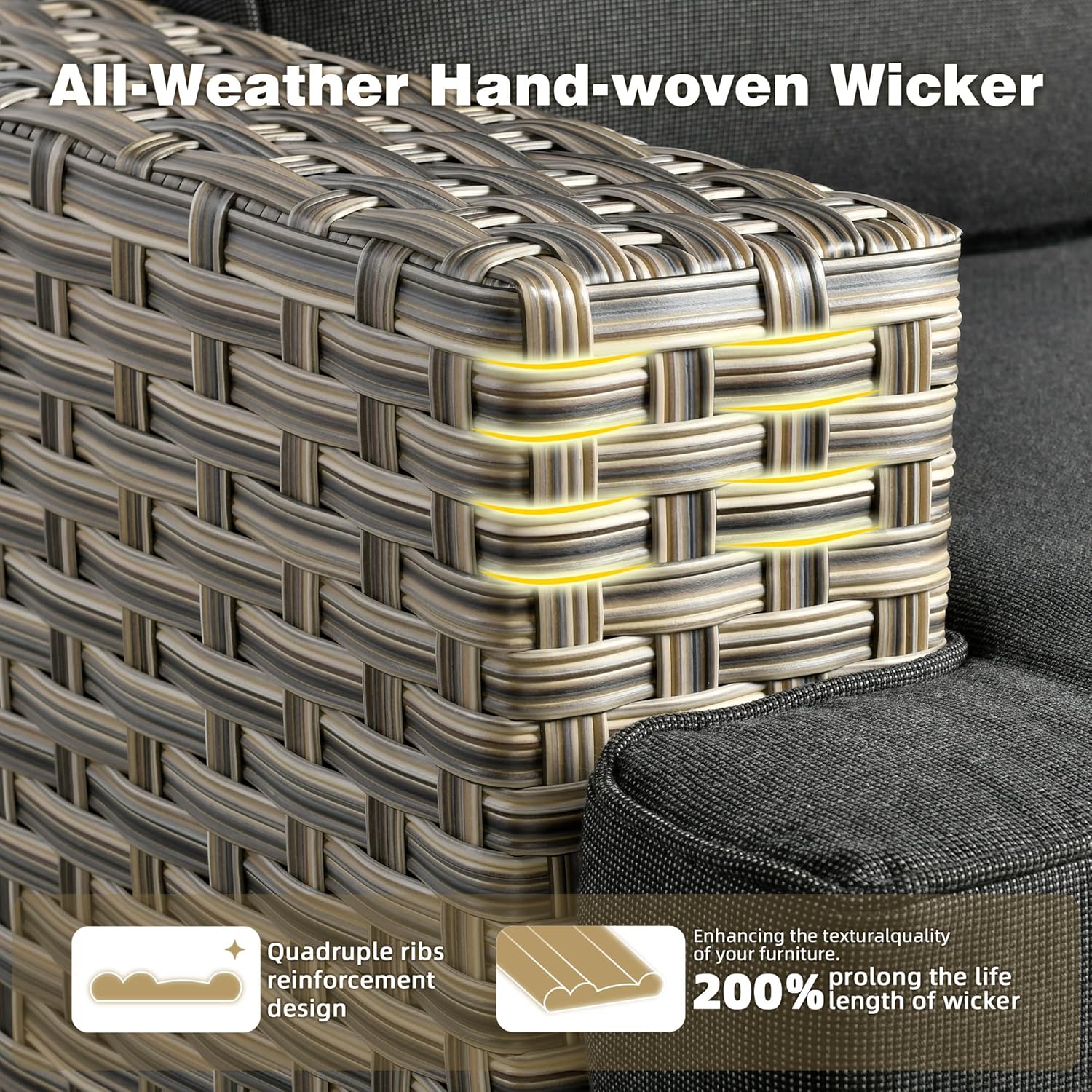 15-Piece Outdoor Sectional Sofa Set w/ 54