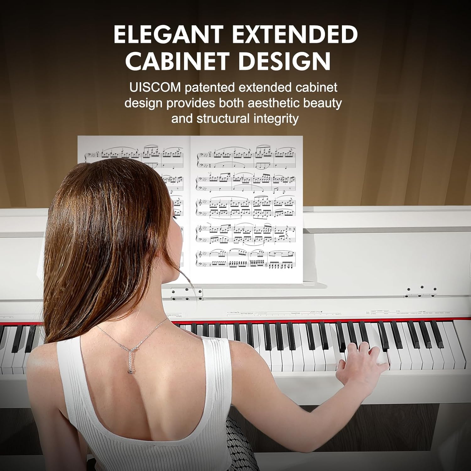 Digital Piano 88 Key Semi-Weighted Full-Size Electric Keyboard Comes with Headphones,Classic Household/Piano Lessons Furniture Stand and Triple Pedals Beginner's Course,White