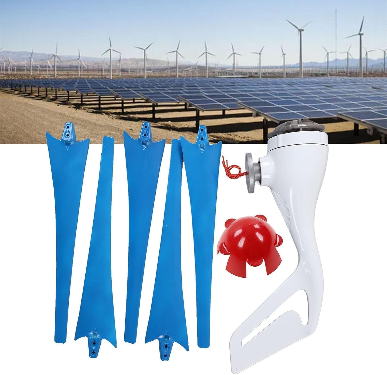 CHRISK 3000W Wind Turbine Generator Set Wind Turbine + Wind and Solar Hybrid Controller + 2000W Inverter + 100W *2 Solar Panel Windmill Generator