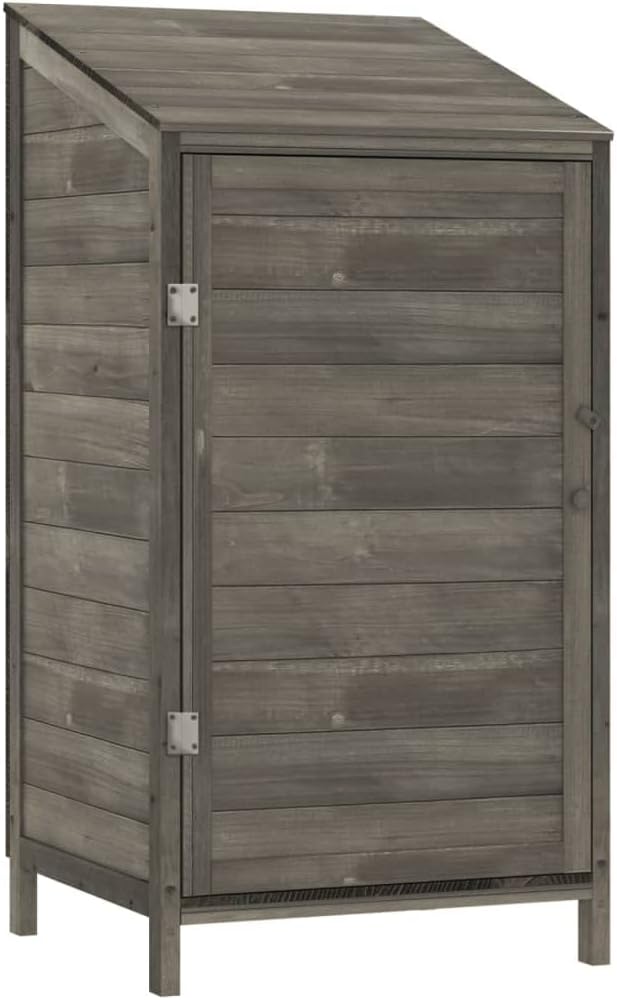 vidaXL Solid Fir Wood Garden Shed - Anthracite - Ample Storage Space with Sturdy Frame - Weather- for Outdoor Use