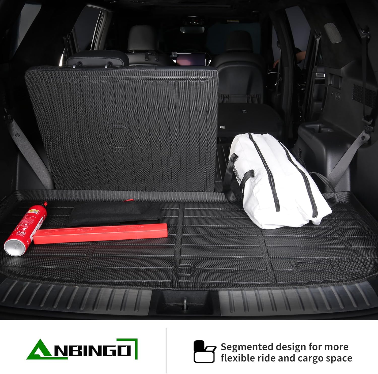 ANBINGO® Floor Mats & SeatBack Cargo Liner/Atlas 2018-2026 6 Passenger / 2nd Row with Bucket Seat / (50/50 Velcro Tape Fixed Backseat) TPE 3 Rows Car Mat Waterproof, Accessories