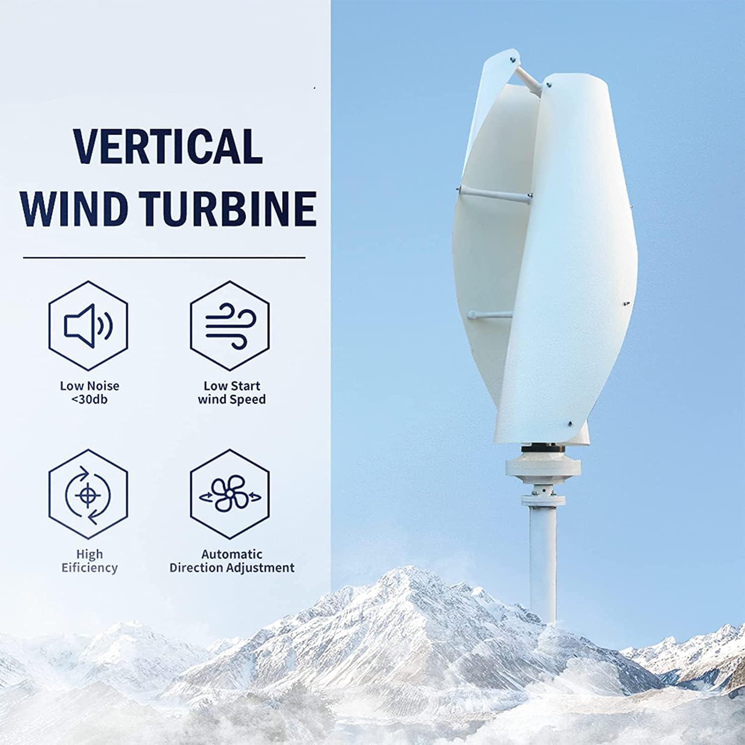 LiuSj JUnSt Spiral Wind Power Turbine Generator, 6000W 12V/24V/48V Vertical Magnetic Levitation Axis Wind Turbine Generator for Outdoor Garden