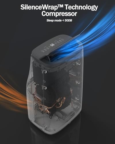 14000 BTUs Portable Air Conditioner, Floor Standing AC Units with Remote Control, Dehumidifier & Fan Mode, Sleep Mode, 24H Timer, LED Display, Cool Rooms up to 350 Sq. Ft