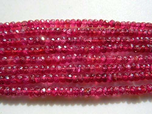 Multi Strand Ruby Necklace, Ruby Rondelles, Faceted Rondelles, Glass Filled Ruby, 4 Strands, 3.5mm to 7mm Beads, 21 inch