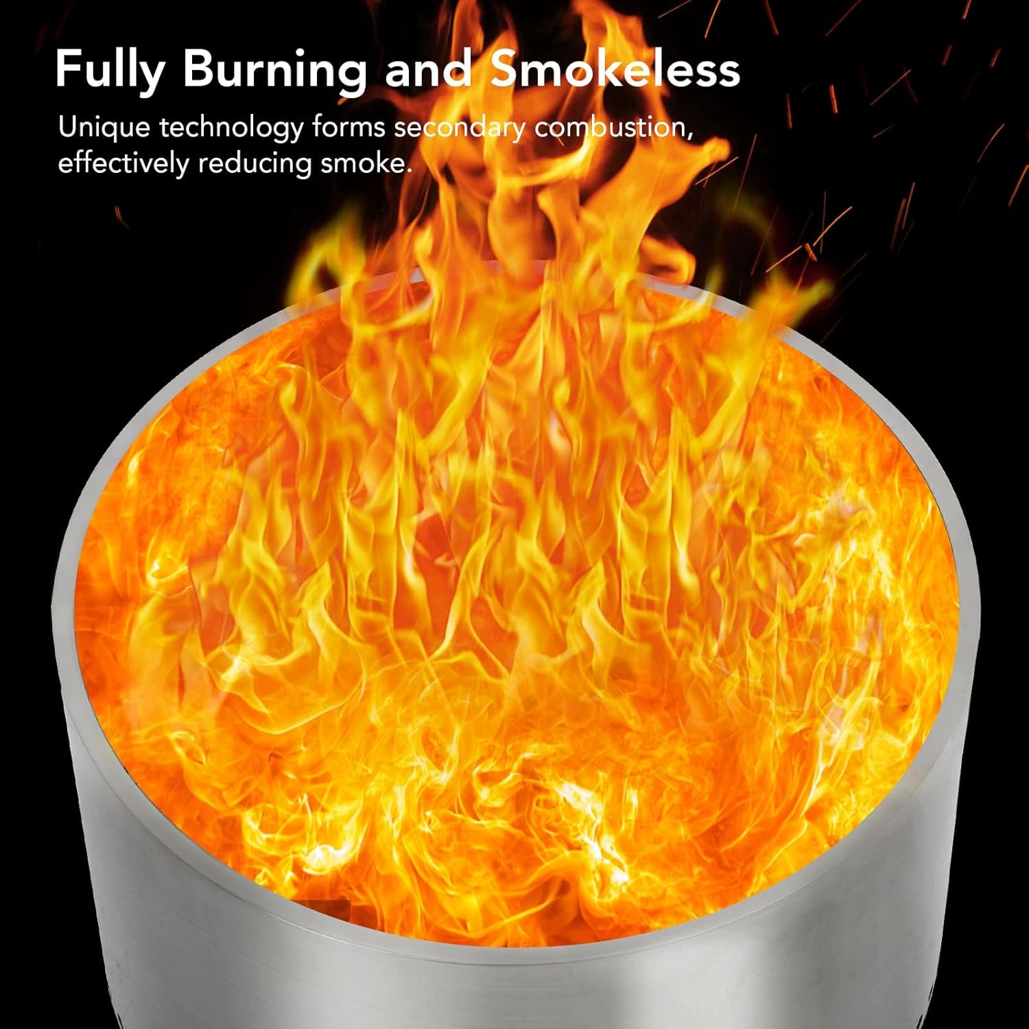 20.5 Inch Smokeless Fire Pit with Air Switch Technology Made of 304 Stainless Steel Portable Outdoor Fire Pit with Removable Stand and Ash Pan Provides 360 Degree Warmth for Camping Backyard Patio Bea