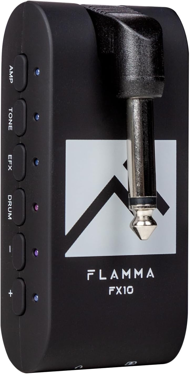 FLAMMA Guitar Headphone Amp Portable with 28 Drum Grooves 14 Built-in Effects 14 Amplifier Models 5 Tone Colors Support Bluetooth USB Audio Recording and Playback OTG Function Home Practice