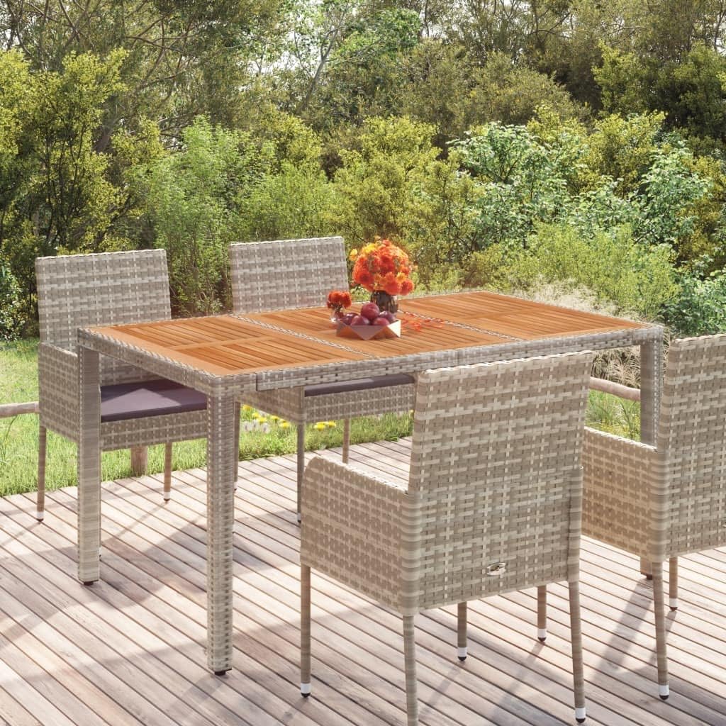 Patio Table with Wooden Top Gray 59.1
