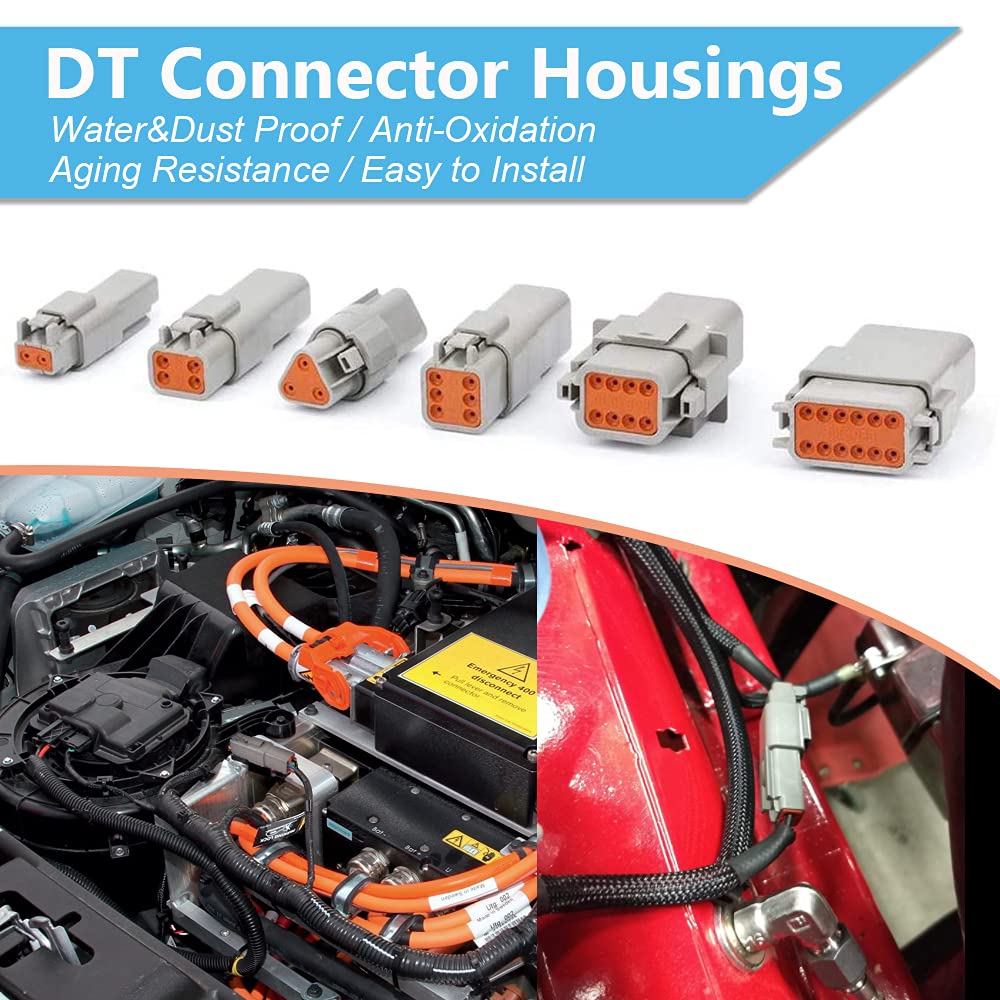 JRready ST6234 708 Pcs DT Deutsch Connector Kit,2 3 4 6 8 12 Pin Gray Waterproof IP67 Electrical Connector with Solid Contacts Pick Removal Tool Automotive Repair Accessory Kit