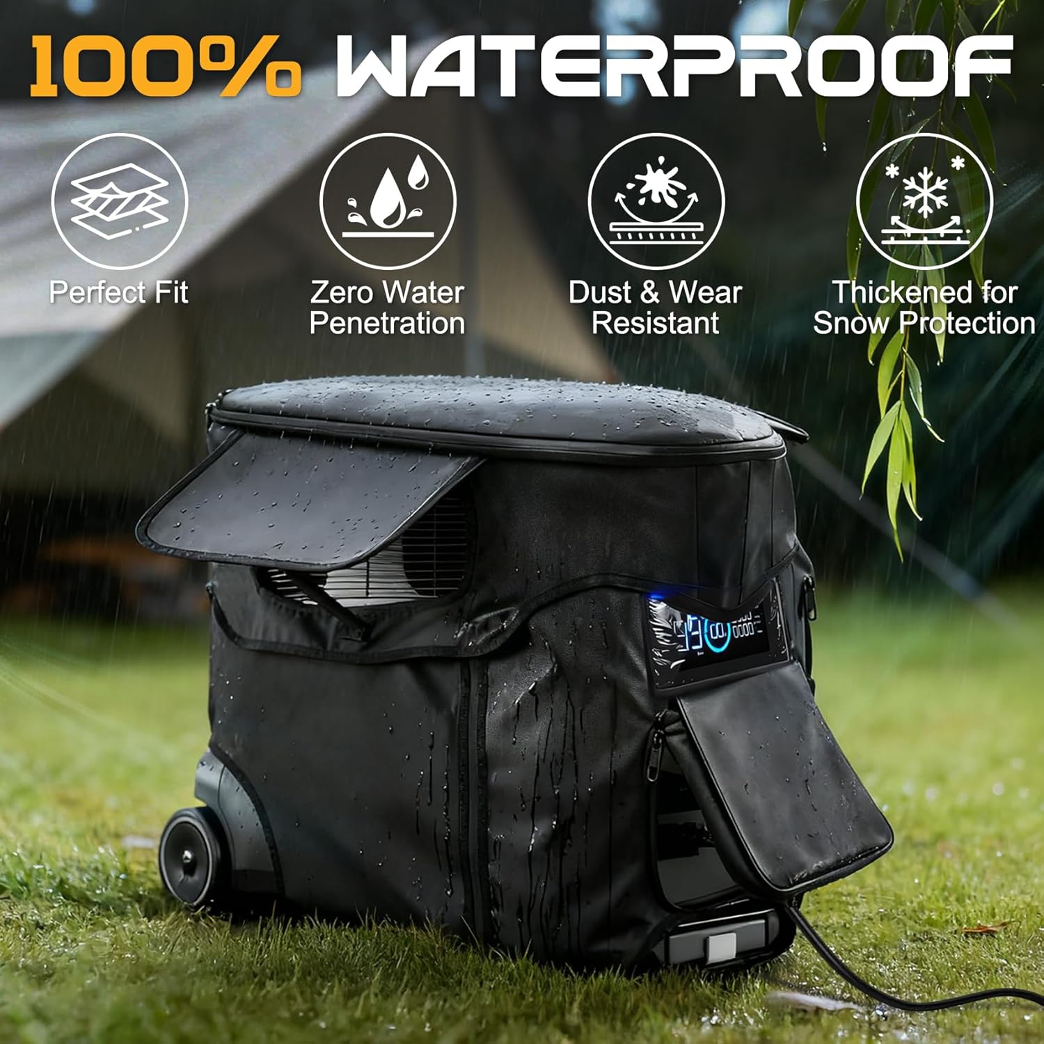 Protective Cover Compatible with DELTA Pro & Extra Battery, Waterproof Dustproof Storage Case with Top Compartment, Transparent Window & Adjustable Strap for Outdoor Indoor Use