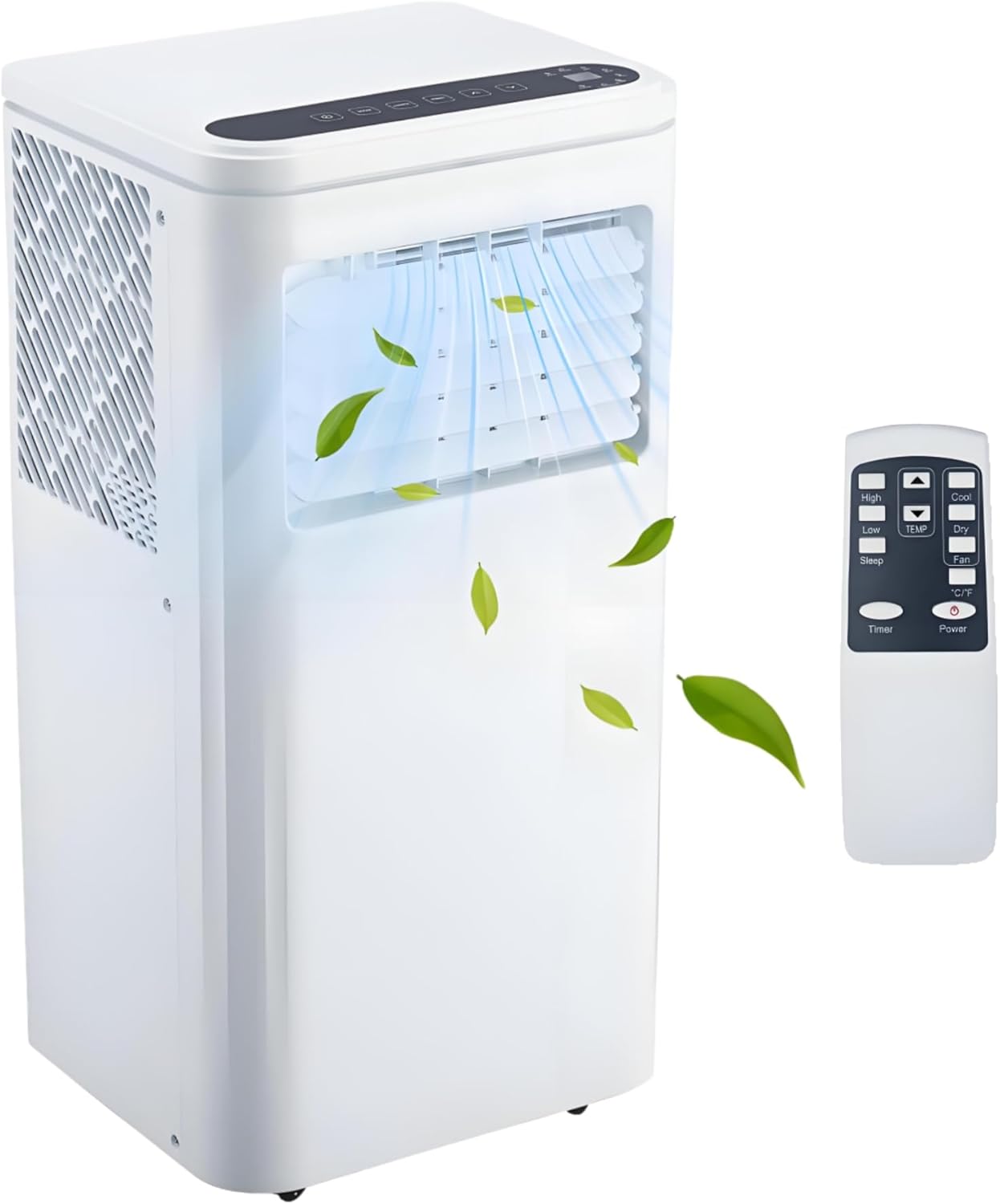 10,000 BTU Portable Air Conditioner，Cools 450 Sq.Ft, Quiet Operation with Fan, Remote & Timer, Easy Install, White