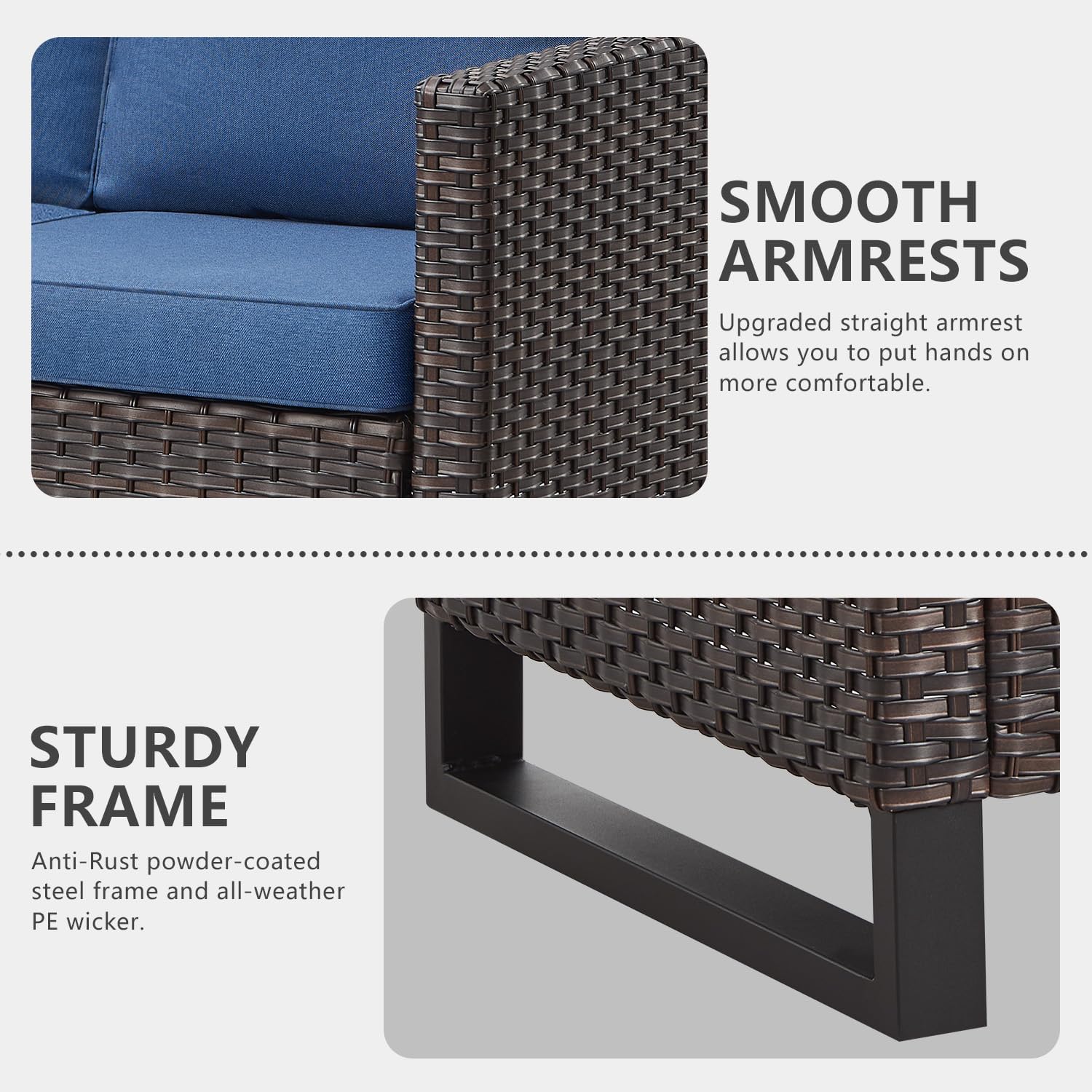 HUMMUH 5 Piece Patio Furniture Set,Wicker Swivel Rocker Patio Chairs Set of 4 with 30'' Fire Pit Table Outdoor Furniture Set for Porch,Garden,Backyard