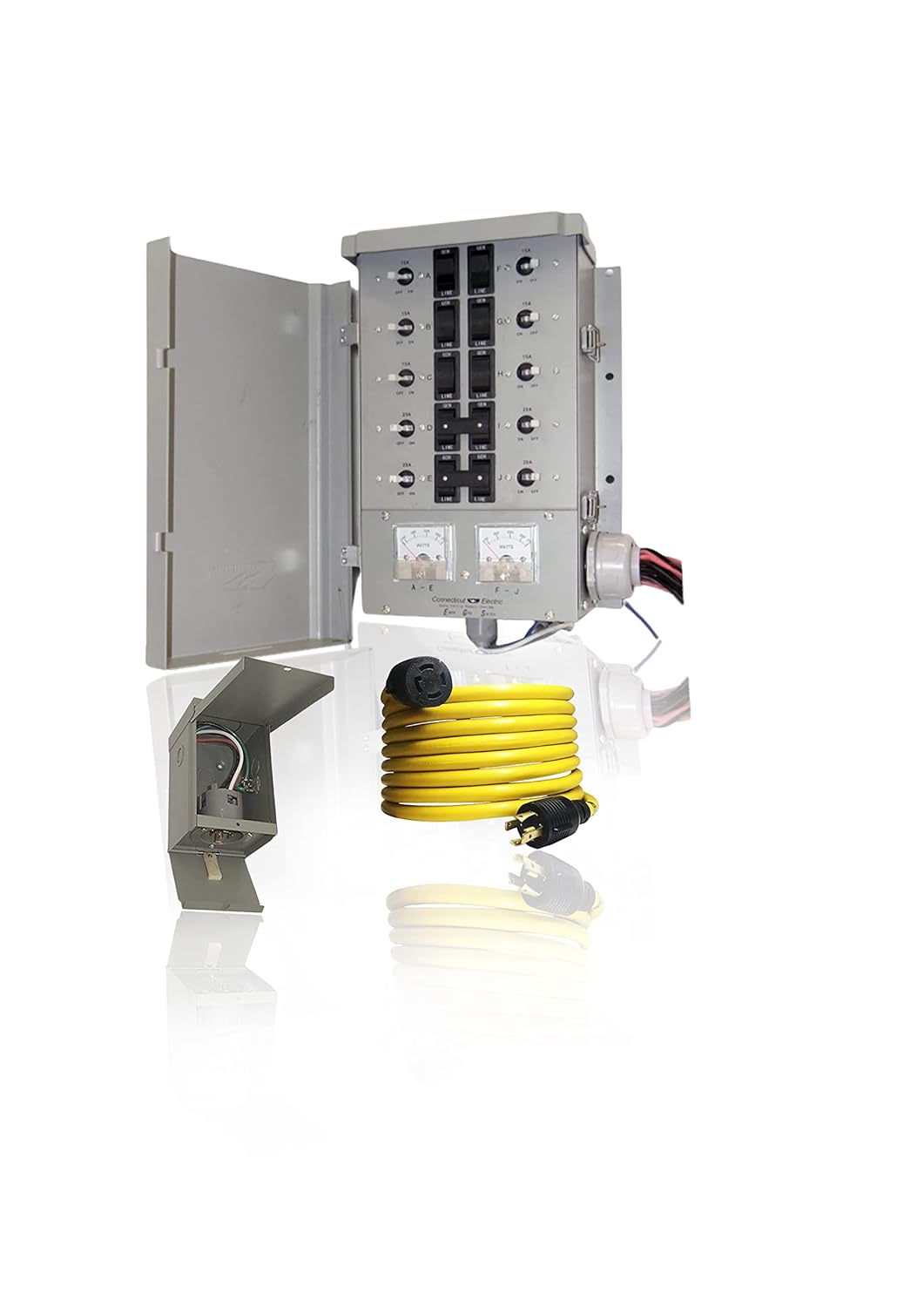 Connecticut Electric EmerGen Manual Transfer Switch Kit 30 Amp, 50 Foot Cord, 10-Circuit, 7500 Watts, EGS107501G2K50 for Portable Generator (with 50 FT Generator Cord)