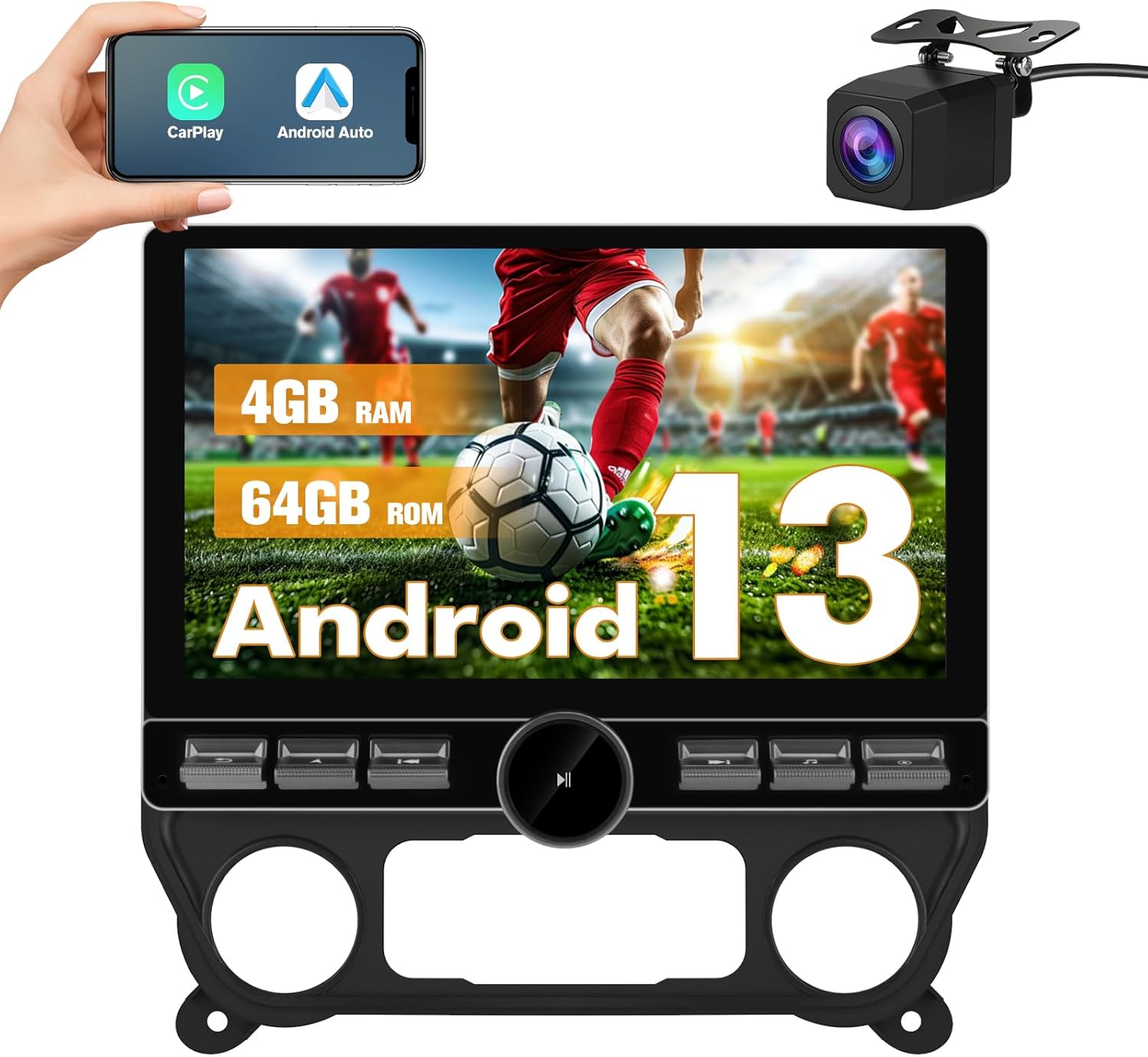 AWESAFE 13.1 inch Qualcomm 8 Core Car Stereo for Chevy Silverado GMC Sierra 2014-2018, Android 13 Touch Screen with CarPlay Android Auto WiFi/Bluetooth/FM/SWC