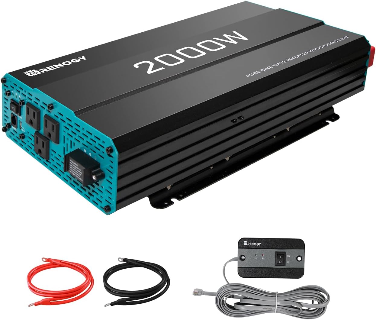 Renogy Solar Panel 200 Watt 12 Volt and Renogy 2000W Pure Sine Wave Inverter 12V DC to 120V AC Converter