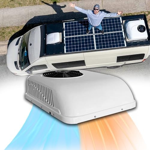 RV Rooftop Air Conditioner w/Heat 12 Volt, Campervan Sprinter Roof top AC Unit 10000BTU 12V AC, Rapid Cooling A/C 12 Volt Air Conditioner for Van, Golf Carts, Road Machine, Caravan, Buses