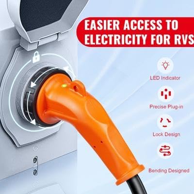 Happybuy 30 Ft RV Power Cord, 50A, NEMA 14-50P to NEMA SS2-50R, STW 6/3 + 8/1, LED Grip Handle, 15A Adapter, ETL Certified for RVs & Generators