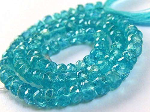13 inch natural beads strand of 5-6mm faceted rondelle blue green apatite gemstone beads for DIY jewelry - necklace, bracelet, earring, ring.