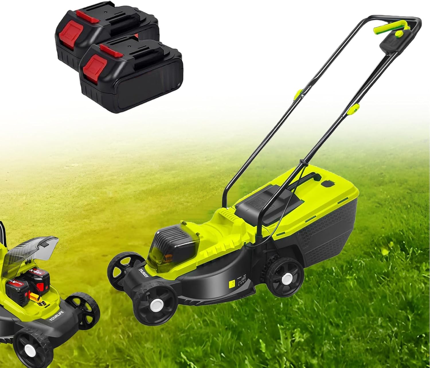 1600W Electric Lawn Mower for Yards,40V Self-Propelled Lawn Mower Cordless with 3-Position Height Adjustment,4.0Ah Lithium Battery,Lawn Dethatcher for Lawns & Garden,45Min Runtime,2 batteries