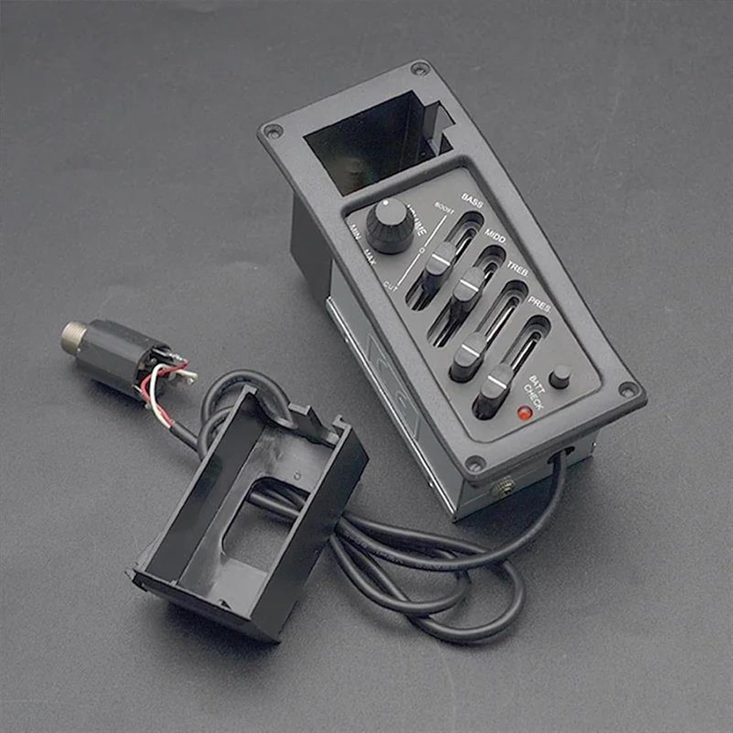 acoustic guitar pickup kit 10 Pcs 4 Band Acoustic Guitar Equalizer Acoustic Guitar Preamp Amplifier Piezo Pickup 6.5MM Output Easy Assembly(With jack)