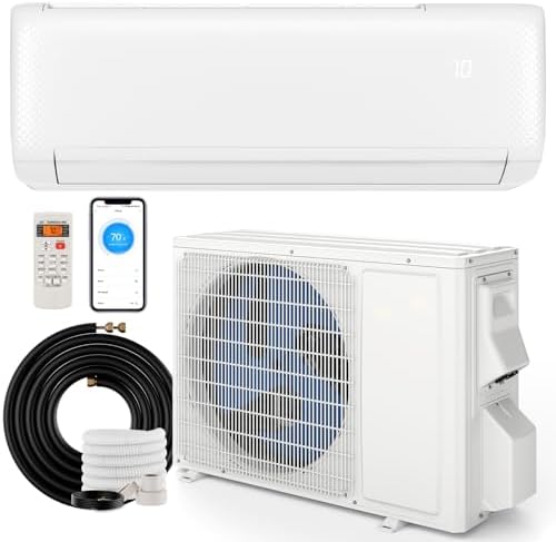 SIMOE 12,000 BTU Wifi Enabled Mini Split, Cools Up to 550 Sq.Ft, 115V SEER2 22, Air Conditioner & Heater with Inverter, Compatible with Alexa, Pre-Charged, White