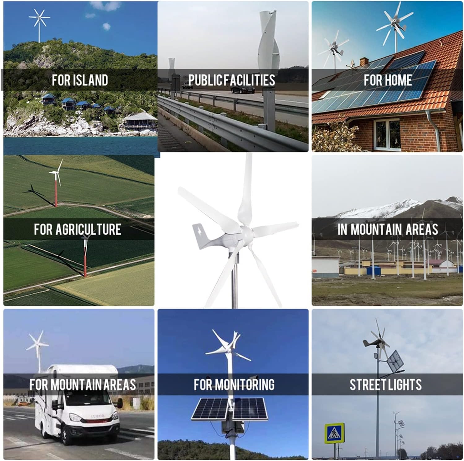 Wind Turbine Wind Generator 600W 800W 1000w Wind Turbine Generator Free Energy 12v 24v 48v Small Windmill MPPT Controller Low Noise Small Mill Homeuse (Color : 5, Size : 1_12V_TURBINE ONLY)