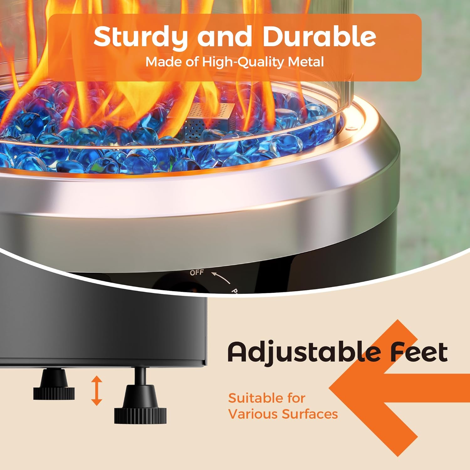 BALI OUTDOORS Propane Fire Pit Black, Column Outdoor Fire Pit Round, Outdoor Firepits for Outside Garden, Patio