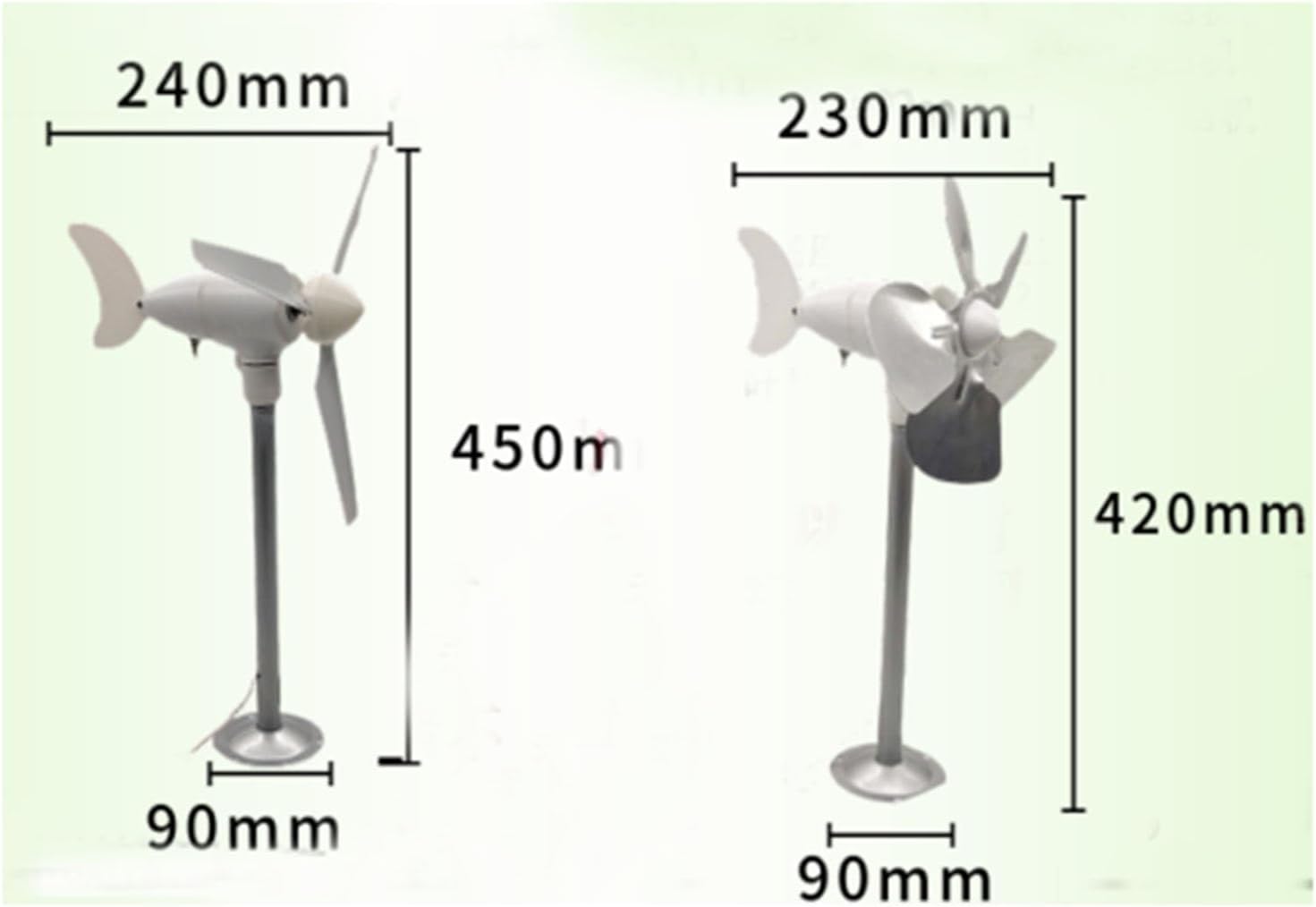 DIY Windmill Kit Miniature Wind Generator Three-Phase Permanent Magnet Brushless Generator Model Windmill Window Display DIY (Color : 3blade+5blade 2pc)