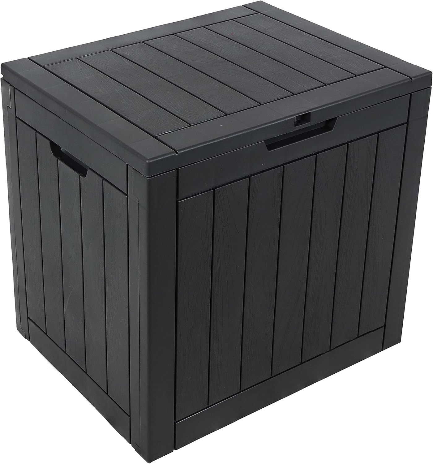 Sunnydaze Outdoor Deck Box - Lockable Package Delivery Box - Weather-Resistant Outdoor Storage Bin - 32-Gallon Faux Plank - Phantom Gray