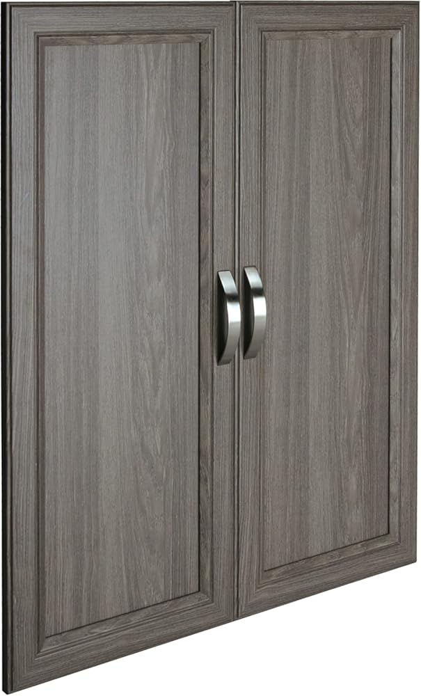 ClosetMaid SuiteSymphony Wood Closet Door Set Pair, Add On Accessory, Shaker Style, for Storage, Clothes, for 25 in. Units, Graphite Grey/Satin Nickel