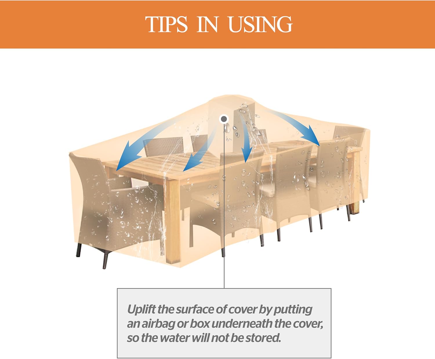 WJ-X3 Large Patio Furniture Cover Waterproof, Rectangular Outdoor Table Chair Set Cover UV Resistant, Heavy Duty Deck Dining Cover, High Wind Resistant, Anti-Fading 108W x 84D x 31H Inches, Beige