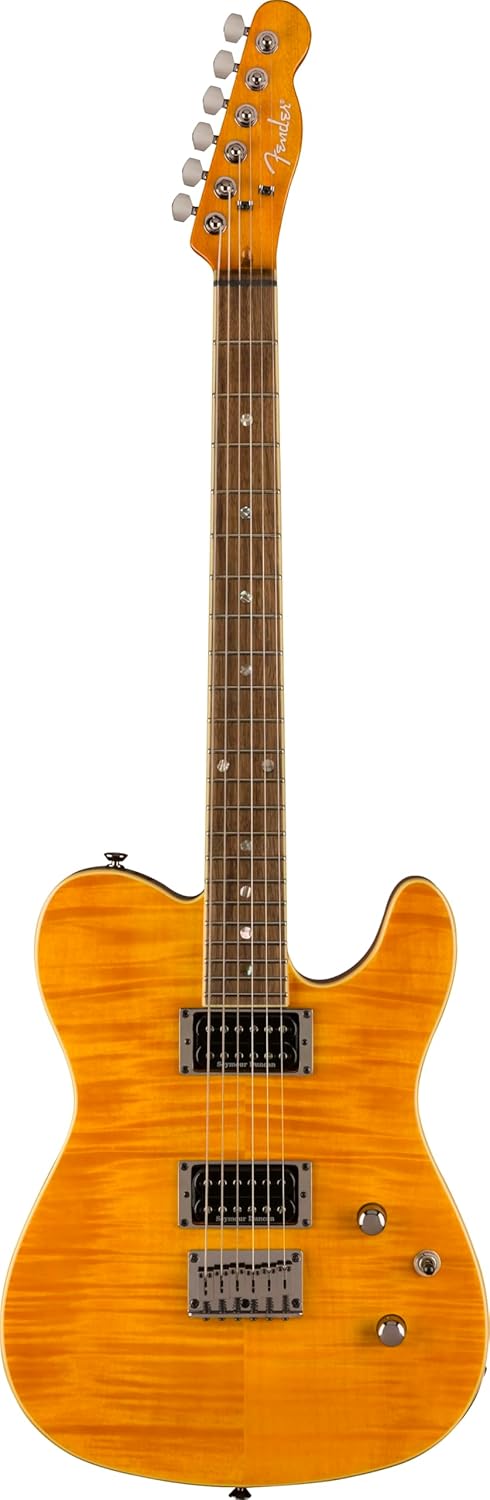 Fender Custom Telecaster FMT HH Electric Guitar, Features Seymour Duncan '59/Pearly Gates Humbuckers with Coil Tap, with 2-Year Warranty, Amber