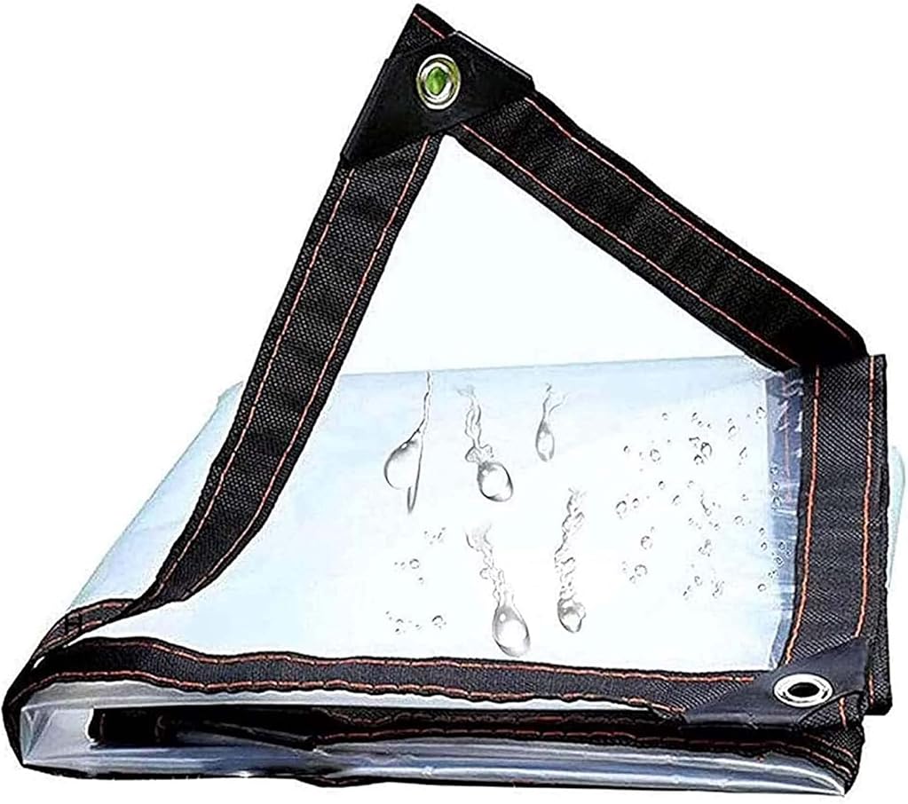 YSUEFIJO Clear Tarps Heavy Duty Waterproof, Clear Waterproof Cover Tarp with Grommets, Thicken Transparent Waterproof Tarpaulin, Greenhouse Plastic Panels, for Greenhouse Balcony Garden