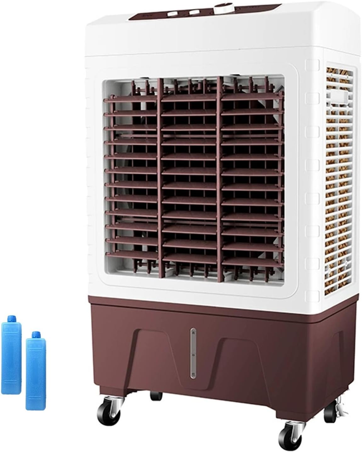 Evaporative Cooler, Knobs Air Cooler, Portable Air Conditioner with 30L/6.6Gal Water Tank, 3 Speeds and 2 Ice Packs for Outdoor Commercial Factory