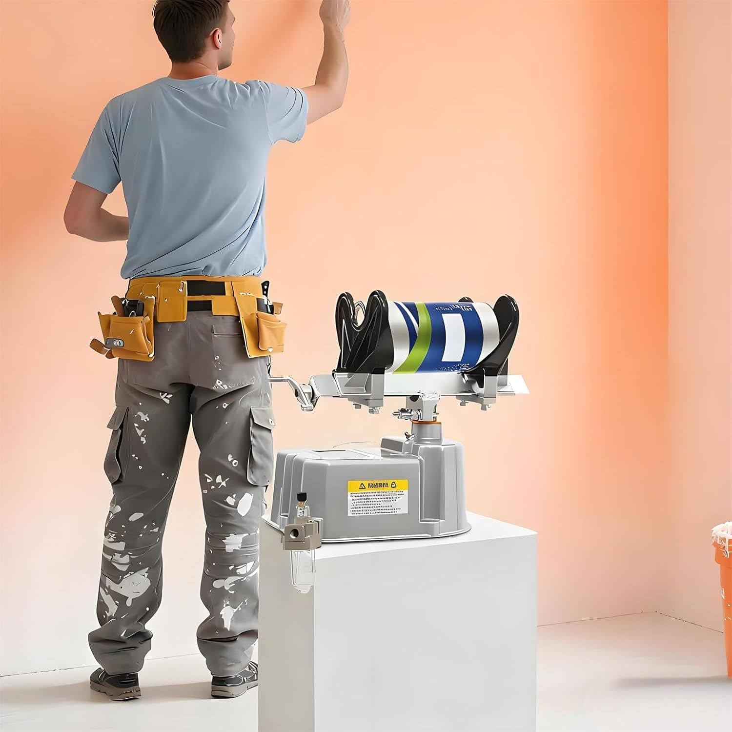 Pneumatic Paint Shaker Mixer, Pneumatic Oscillation Machine, 1-5L Paint Shaker Mixer with Adjustable Clamp, 15min/Bucket, 0-500rpm, Pneumatic Paint Shaker for Paint, Watercolor, Nail Polish