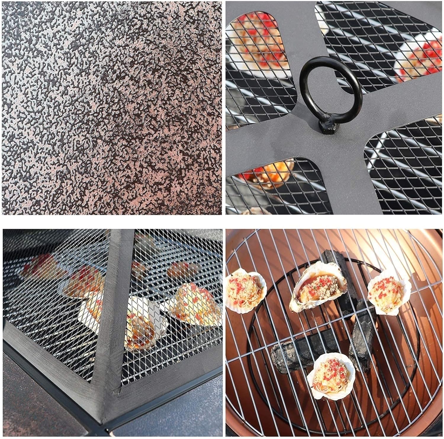 Outdoor Fire Pit Wood Burning Square Metal Fireplace with Spark Screen Cover, Poker, Cover, Barbecue Picnic Camping Camp Fire d