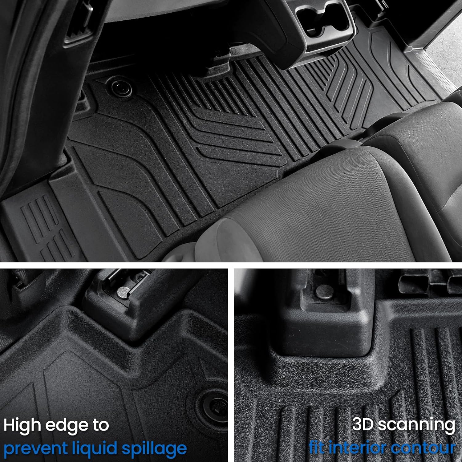 Floor Mats Set for 2018-2026 Honda Odyssey, All Weather TPE Backrest Mat Trunk Mat Cargo Liner for Stowed Flat 3rd-Row Seating and Well Area Accessories(Full Mats Set for Full Coverage)