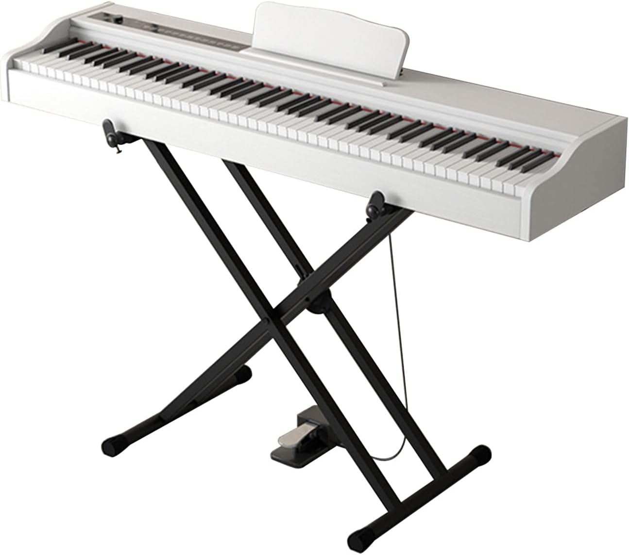 Digital Piano With 88 Hammer Action Weighted Keys Support USB-MIDI & Dual Headphones Electronic Piano For Beginners Professional With Music Stand, Sustain Pedal(White)