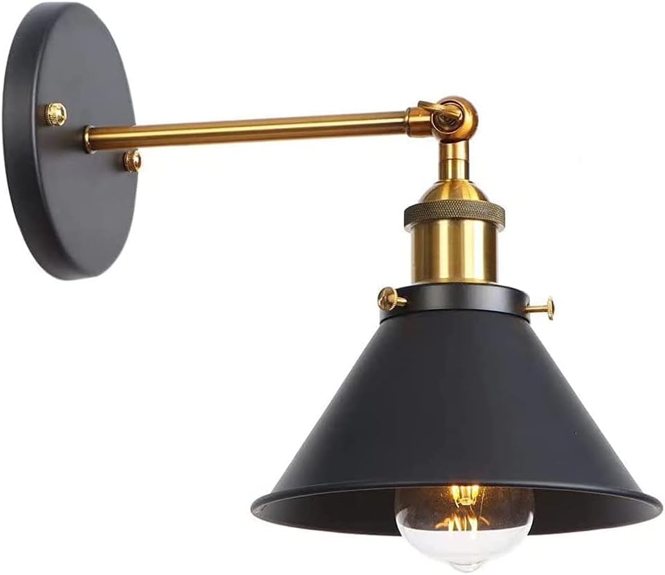 European Wall Light Traditional Industrial Wall Sconce Indoor Swing Arm Lighting Fixture E27 Angle Adjustable Wall Lamp V-intage Black Wall Mount Light