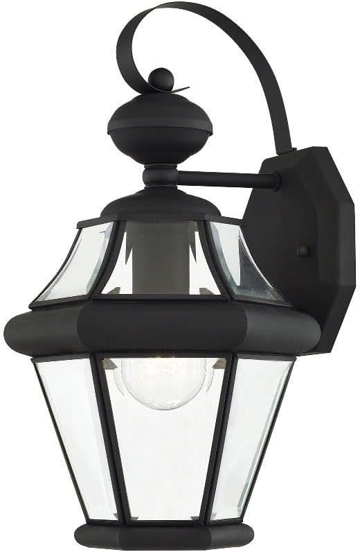 Livex Lighting 2161-04 Outdoor Wall Lantern with Clear Beveled Glass Shades, Black