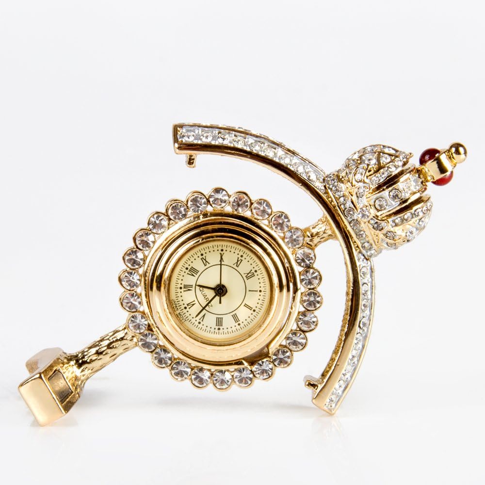 Crystals Faberge Egg: Lily of the Valley Egg Jewelry Box with Clock in Blue