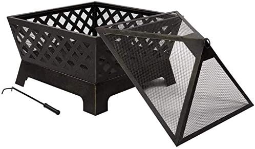 Garden Fire Pit Portable Grill Barbecue Rack Outdoor Fire Pit, Outdoor Mesh Brazier Garden Patio Heater,Wood Burning Fire Pit for Camping Picnic Bonfire Backyard for Camping Backyard