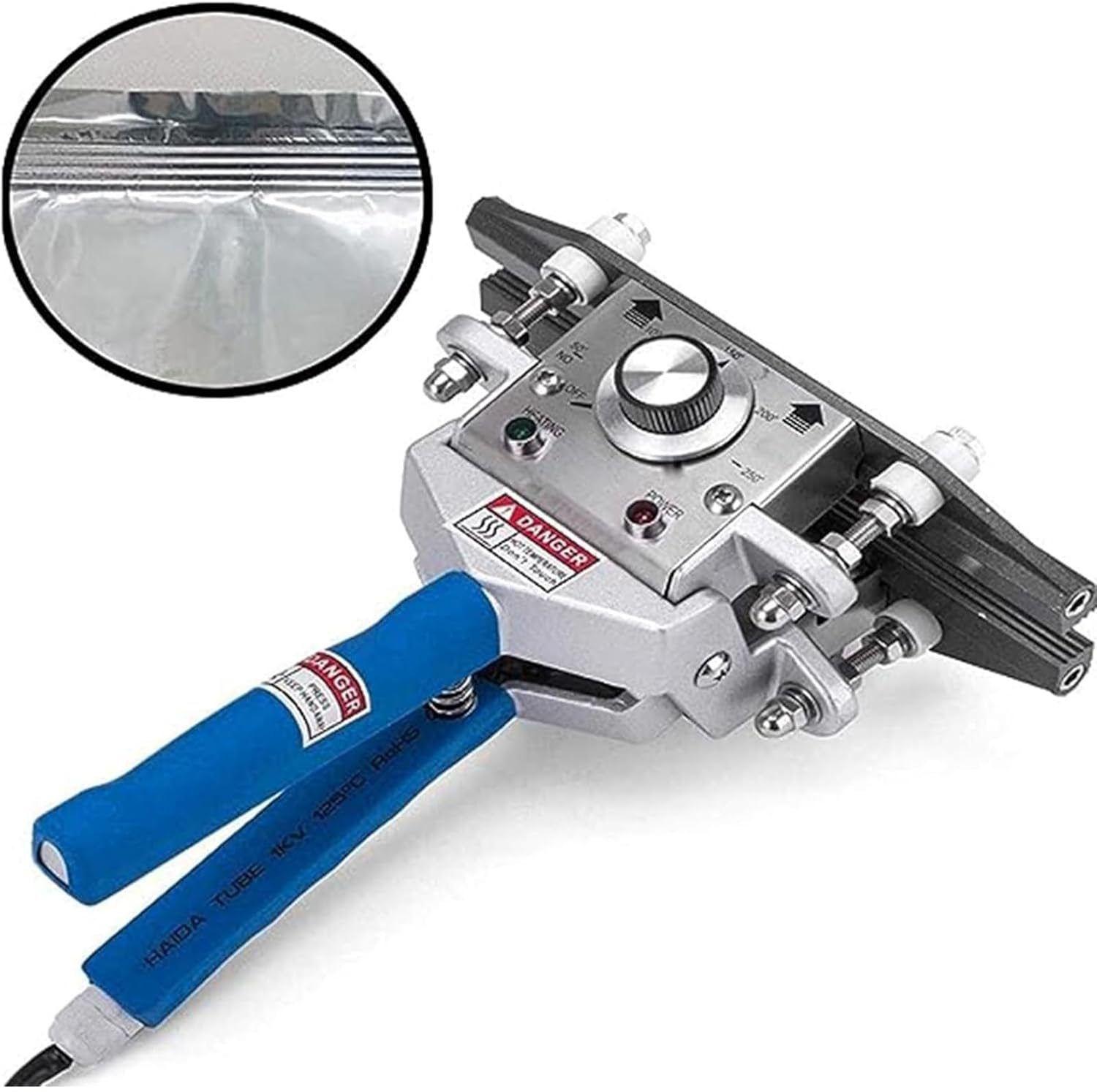 Hand-Held Heat Sealer Crimping Machine, 10 Mm Sealing Width, Temperature Control from 0 to 75°C, for Mylar Pouches, Foil Pouches, Cellophane Bags-200mm