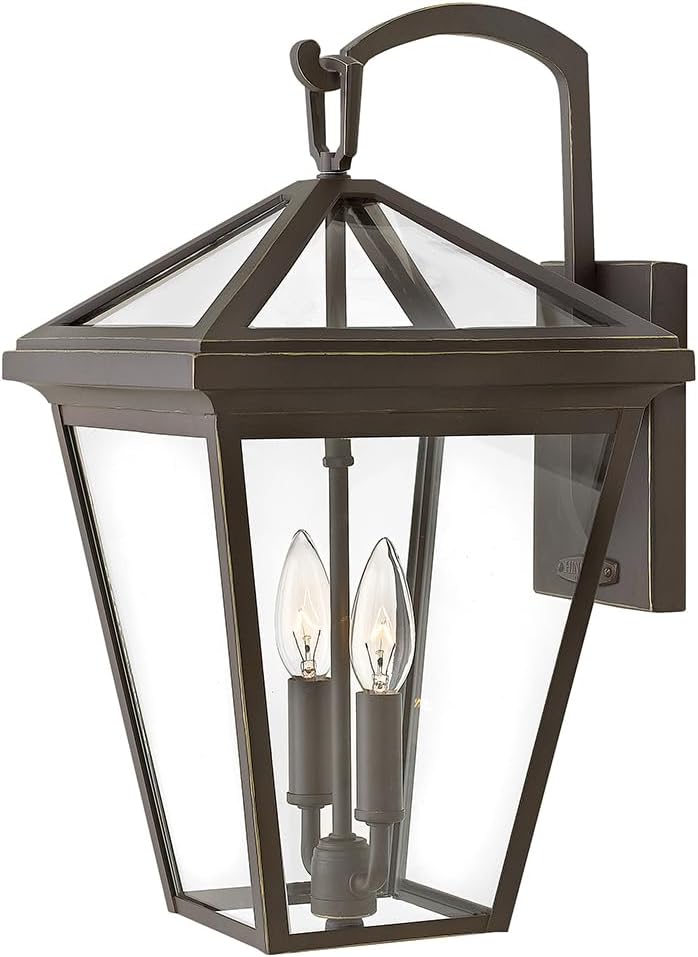 Hinkley Alford Place 2564OZ-LL Medium Outdoor LED Wall Mount Lantern - Die Cast Aluminum Frame, Sealed Clear Glass, Dimmable - Oil Rubbed Bronze
