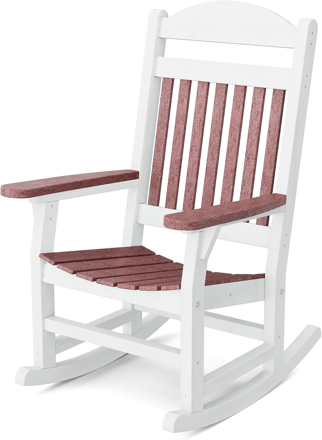 Wildridge Heritage Traditional Rocking Chair, Cherrywood and White - Outdoor Weather Resistant HDPE Rocking Chair for Patio, Deck, Fire Pit